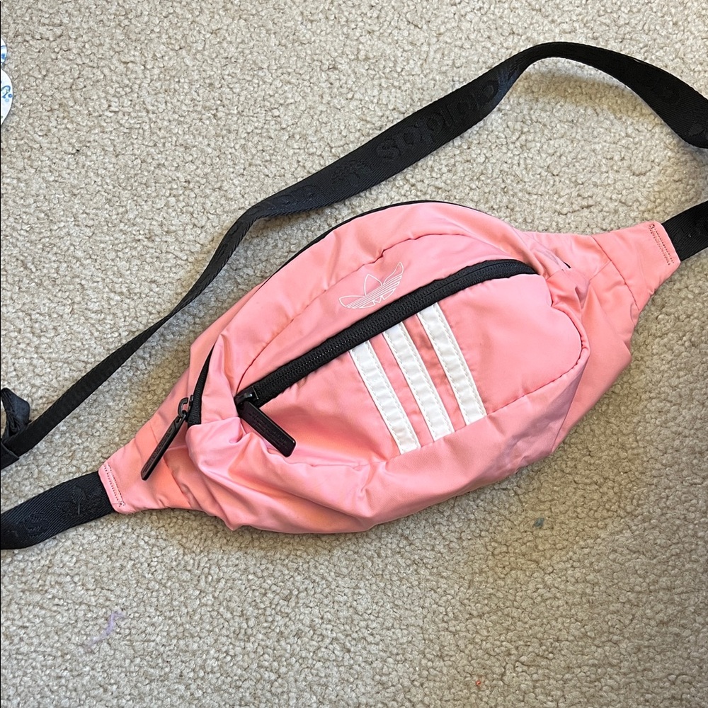 adidas Pink Waist Pack with White Three Stripes